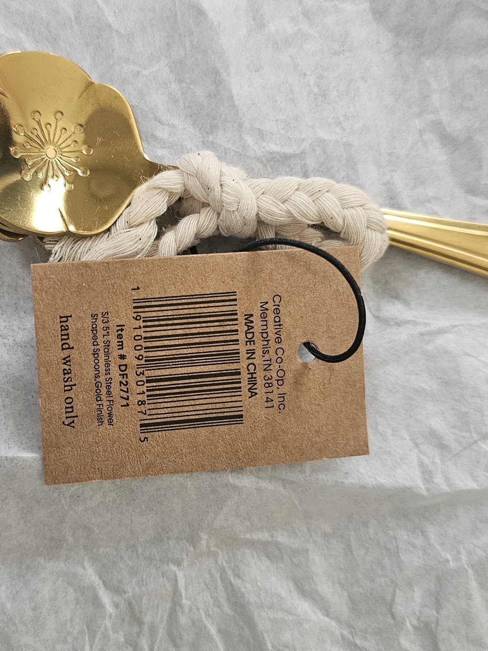Creative Co-Op Gold and Cream Braided Handle Coffee Spoon Set